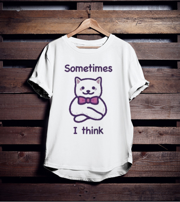 Cat Sometimes I Think Bow Tie Cartoon Purple T-Shirt