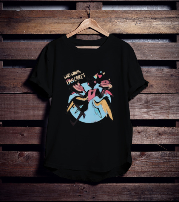 Who Wants Pancakes Pride Rainbow Heart Wings Colorful Character T-Shirt
