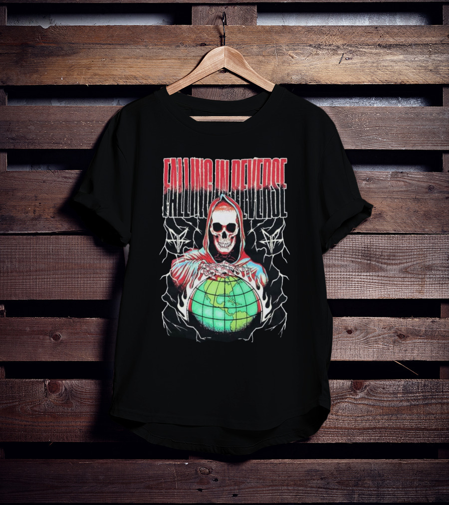 Falling In Reverse Skull Hood Globe T-Shirt
