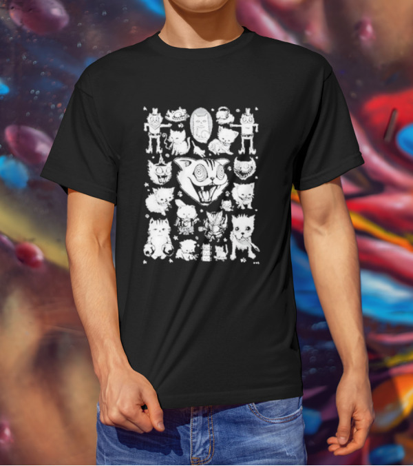 K45ink Mega Flash Cat Expressions And Characters T-Shirt