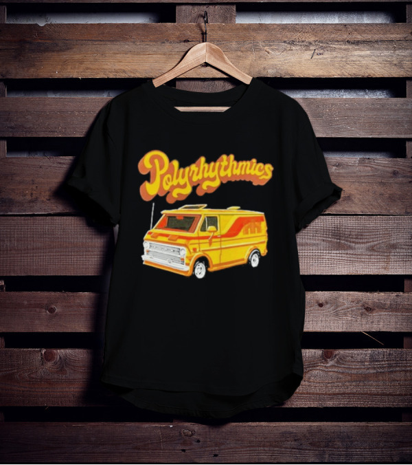 Polyrhythmics Bright Yellow Van With Retro Red Stripes T-Shirt