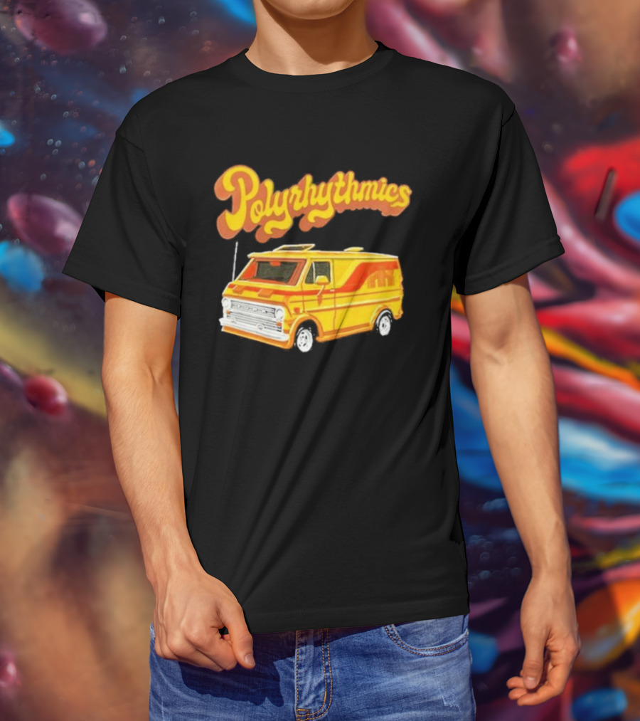 Polyrhythmics Bright Yellow Van With Retro Red Stripes T-Shirt