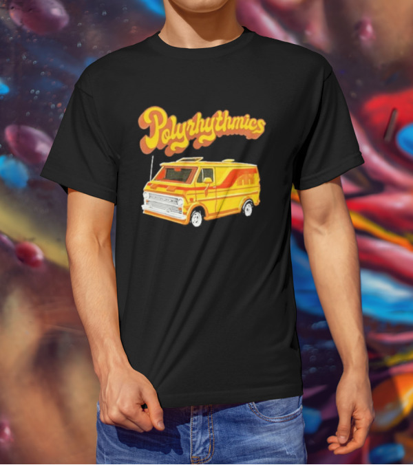 Polyrhythmics Bright Yellow Van With Retro Red Stripes T-Shirt
