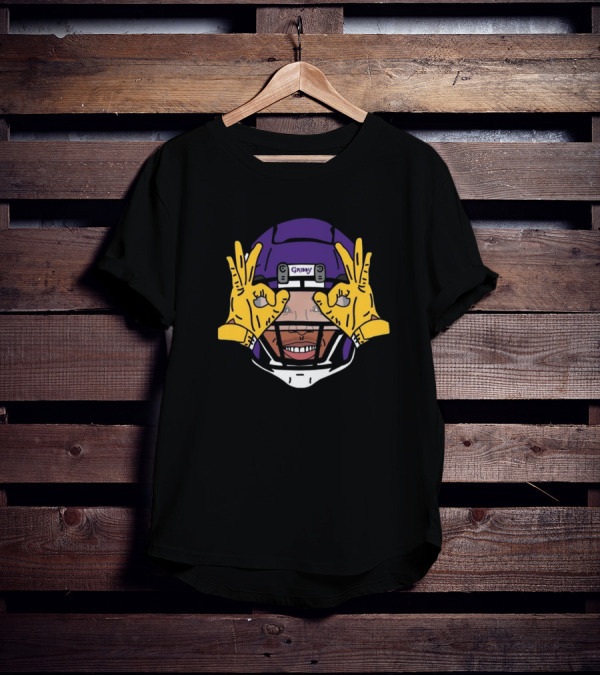 Vikings Justin Jefferson Griddy Hands Gesture Purple Helmet T-Shirt