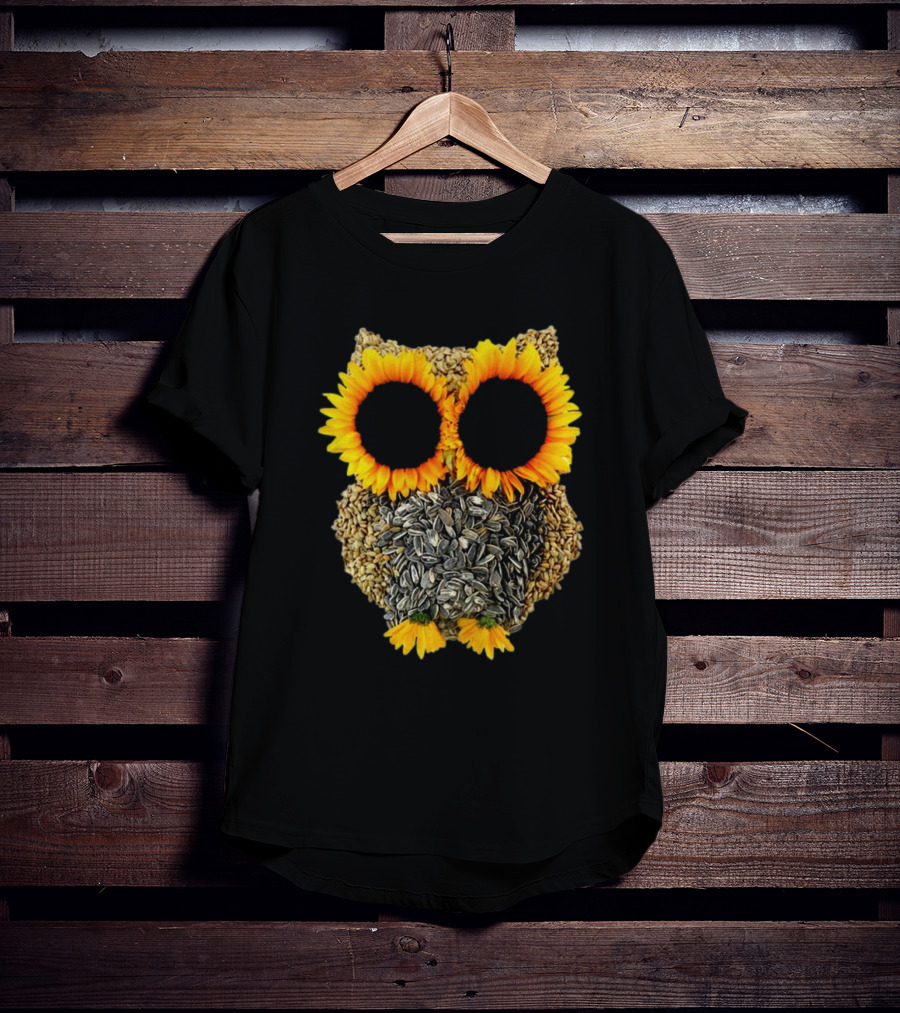Sunflower Seed Owl With Bright Sunflower Eyes T-Shirt