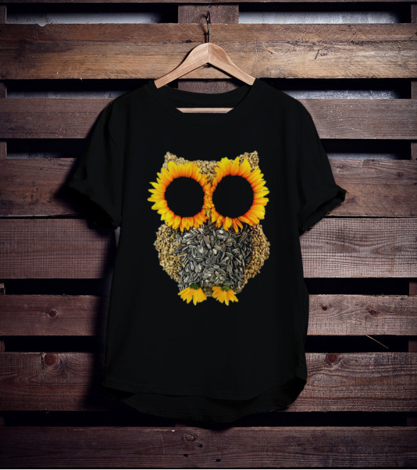 Sunflower Seed Owl With Bright Sunflower Eyes T-Shirt
