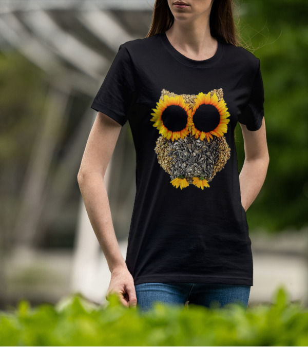 Sunflower Seed Owl With Bright Sunflower Eyes T-Shirt