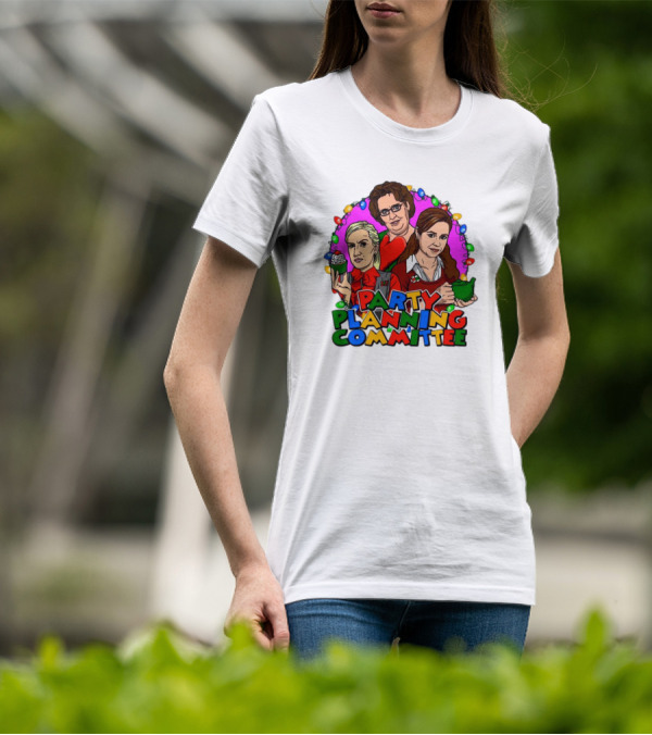 Party Planning Committee Christmas Lights Cupcake Green Teapot T-Shirt
