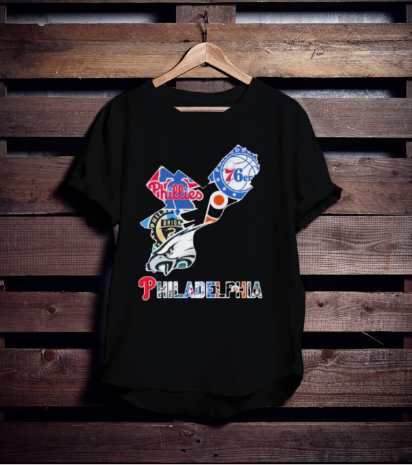 Philadelphia Eagles Phillies 76ers Union Flyers T-Shirt