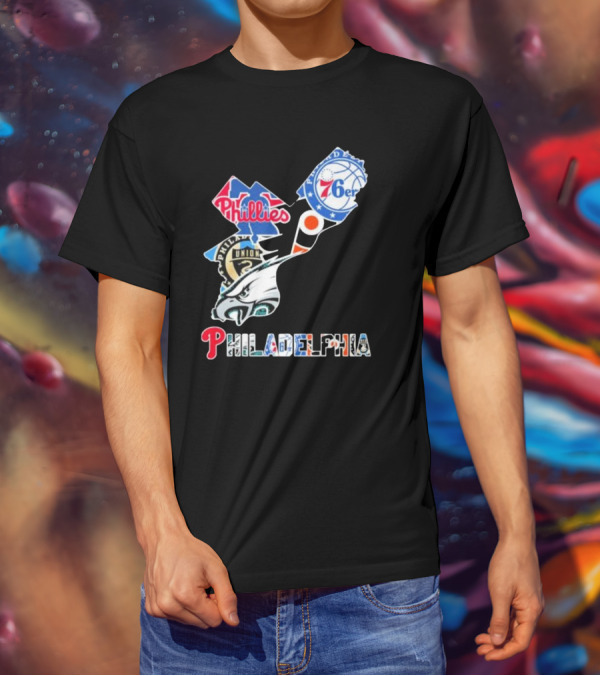 Philadelphia Eagles Phillies 76ers Union Flyers T-Shirt