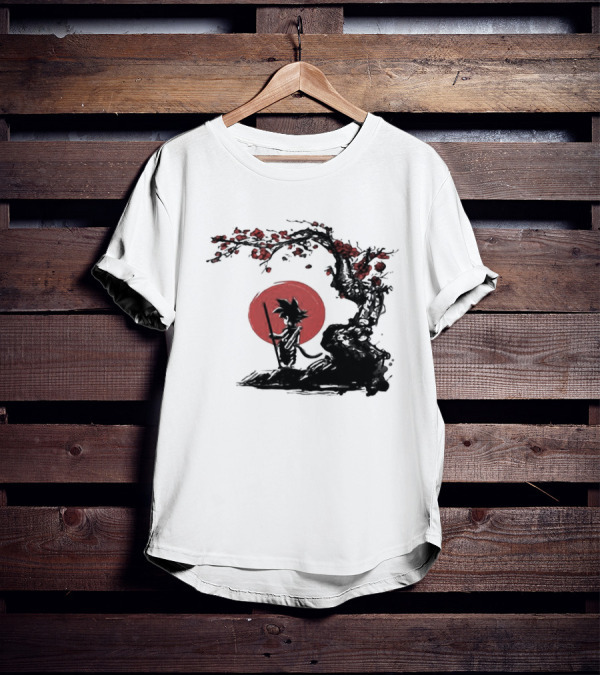 Son Goku Saiyan Solitude Beneath Cherry Blossom And Sun T-Shirt
