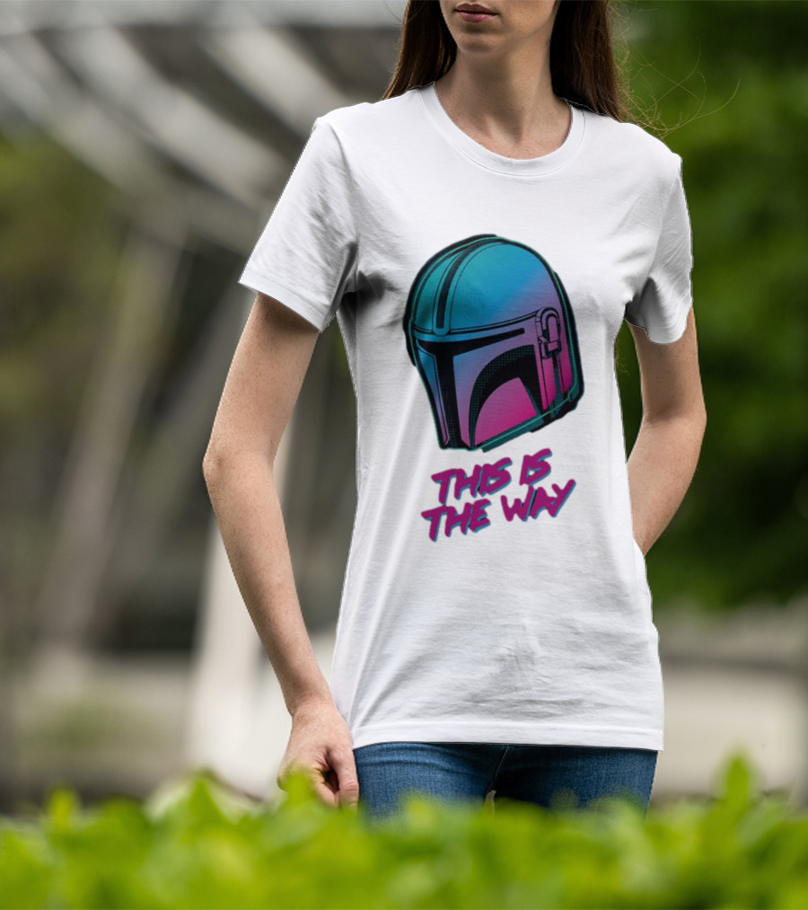Star Wars The Mandalorian Helmet This Is The Way Neon T-Shirt