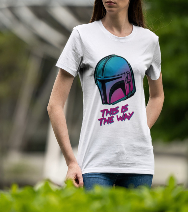 Star Wars The Mandalorian Helmet This Is The Way Neon T-Shirt