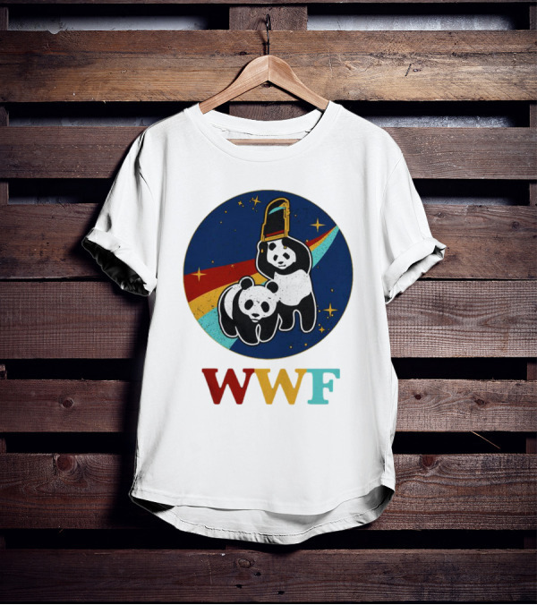 WWF Panda Bear Wrestling NASA Astronauts Space T-Shirt