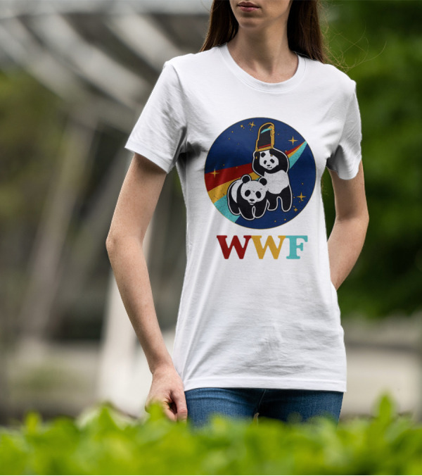 WWF Panda Bear Wrestling NASA Astronauts Space T-Shirt