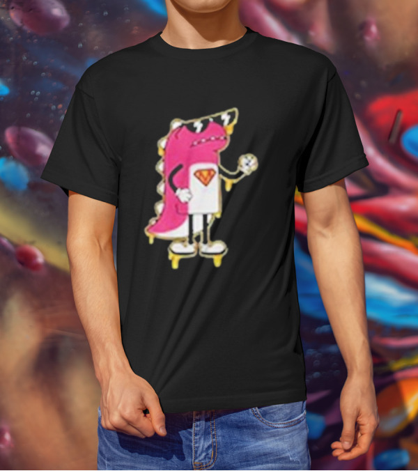 Mikina Mattem Dino Cartoon Character With Sunglasses And Superhero Emblem T-Shirt