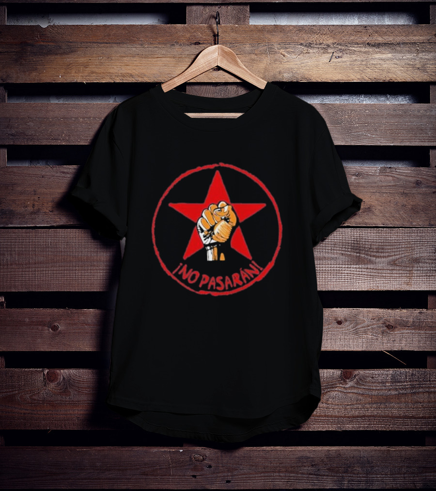 No Pasaran Red Star Fist Symbol Spanish Civil War T-Shirt