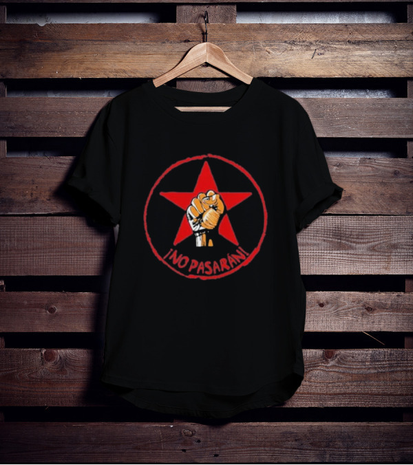 No Pasaran Red Star Fist Symbol Spanish Civil War T-Shirt