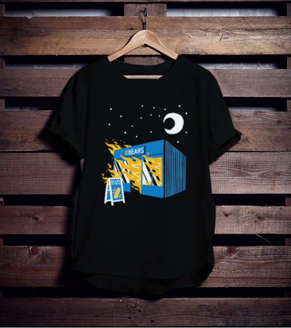 Bears Bakery On Fire Charcoal Night Scene T-Shirt