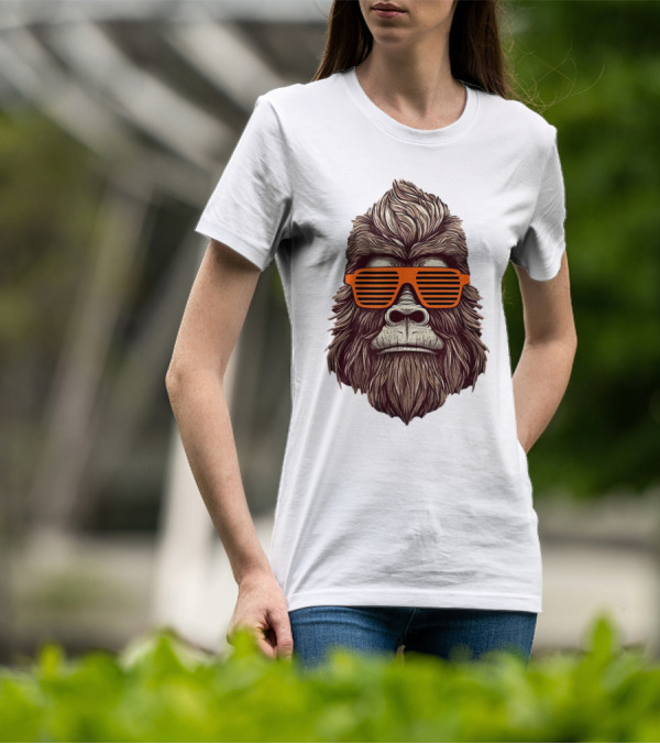 Bigfoot Birthday Boy Cool Striped Sunglasses Animal Party T-Shirt