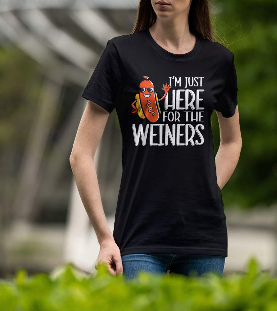 I'm Just Here For The Wieners Sausage Wearing Sunglasses T-Shirt