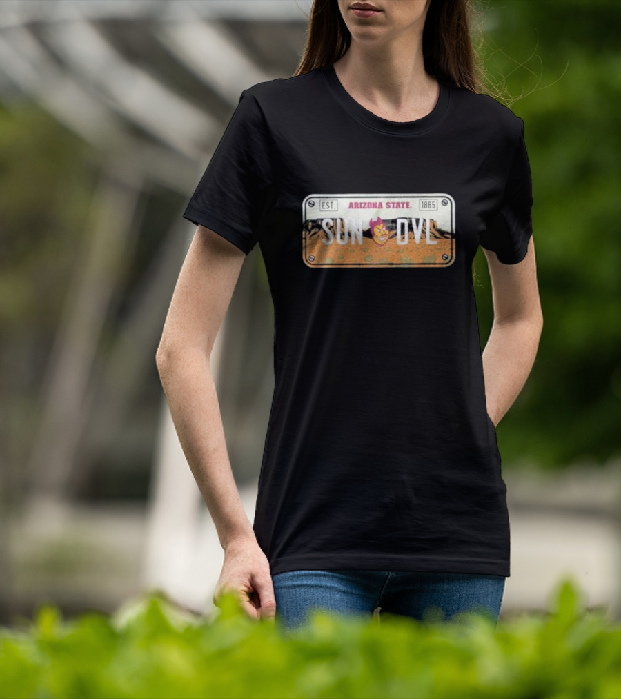 Arizona State Sun Devils Est 1885 License Plate T-Shirt