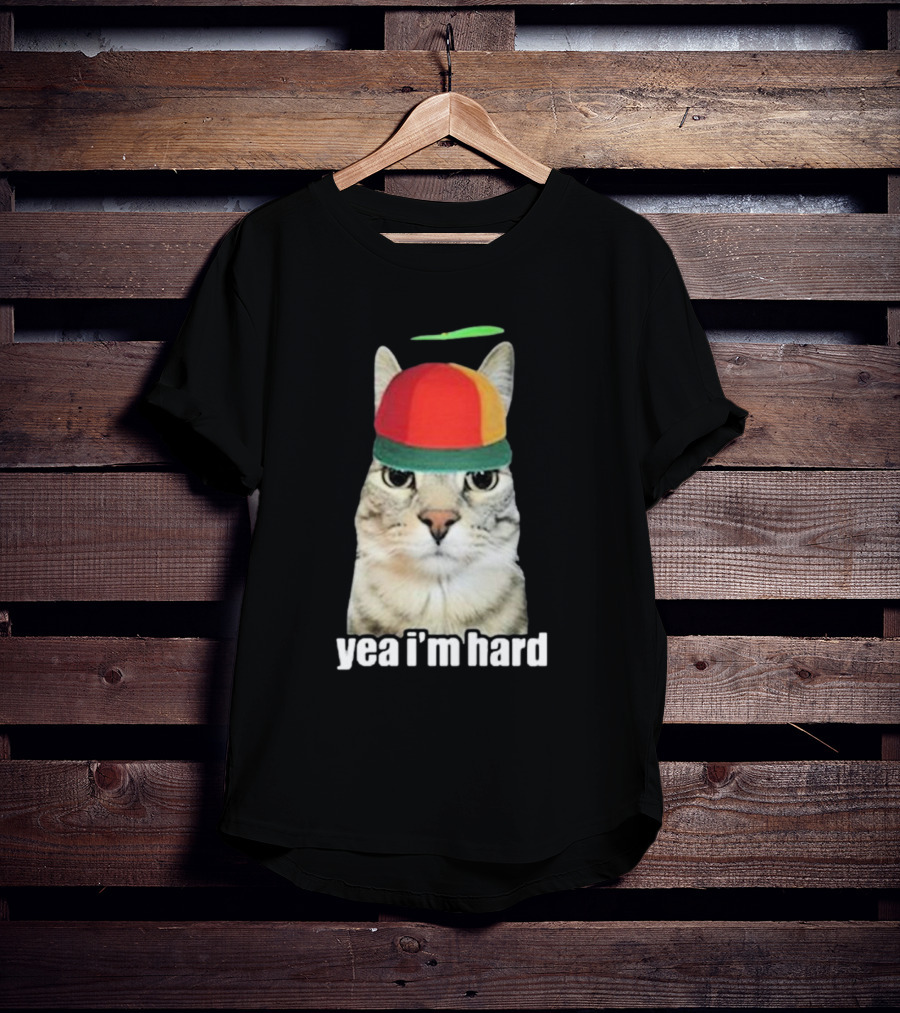 Yea I'm Hard Cat In Propeller Hat T-Shirt