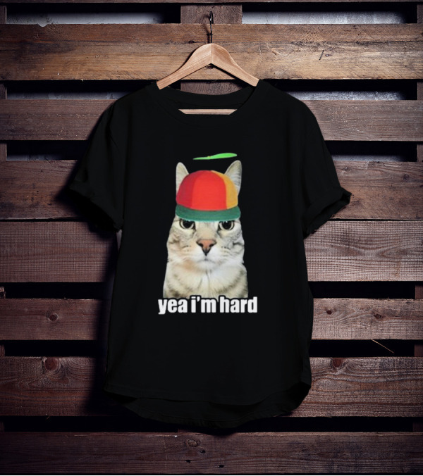 Yea I'm Hard Cat In Propeller Hat T-Shirt