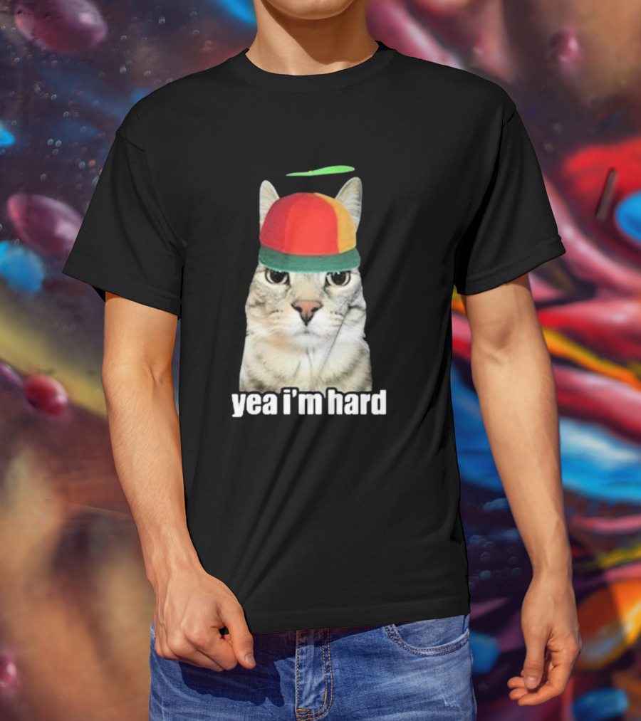 Yea I'm Hard Cat In Propeller Hat T-Shirt