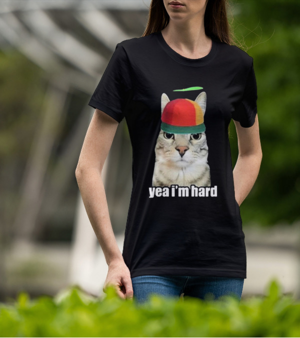 Yea I'm Hard Cat In Propeller Hat T-Shirt