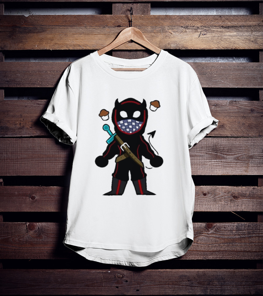 Coryxkenshin Badboyhalo Cute Cartoon Character With Sword And Muffins T-Shirt