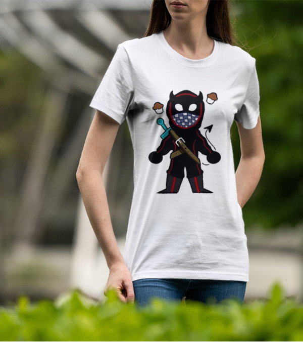 Coryxkenshin Badboyhalo Cute Cartoon Character With Sword And Muffins T-Shirt