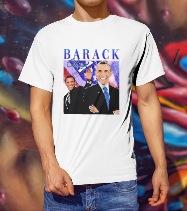 BARACK Obama Smiling Pose With Patriotic Background T-Shirt