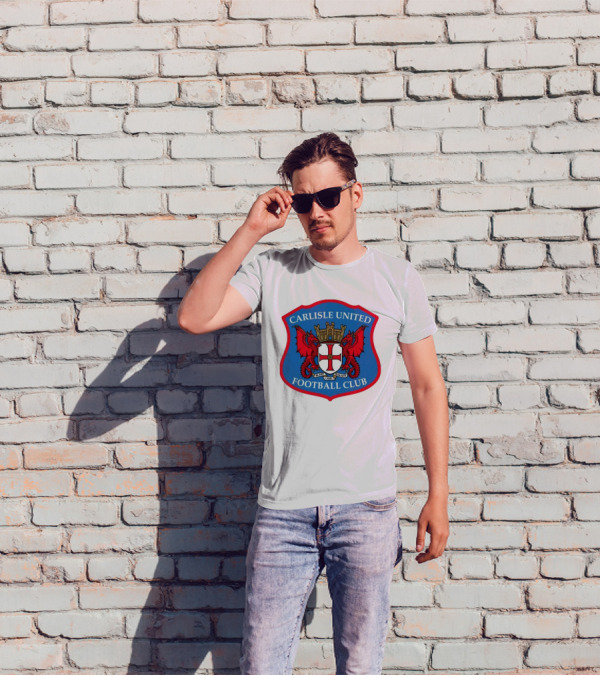 Carlisle United Football Club Crest Bejust And Fear Not Dual Red Dragons Shield T-Shirt