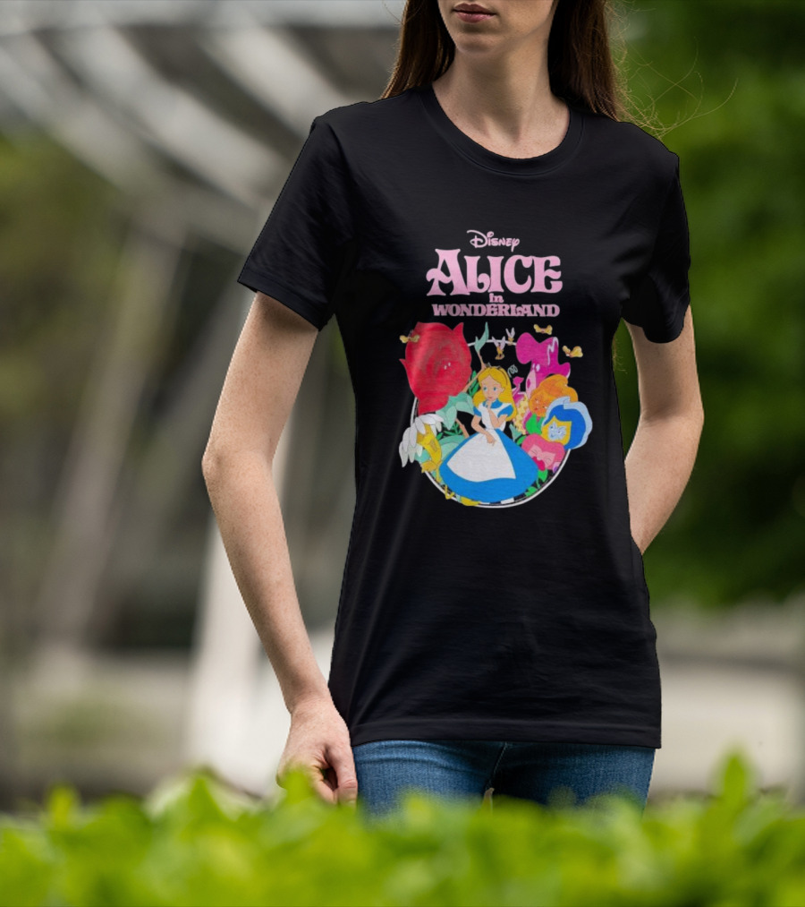 Disney Alice In Wonderland Flowers And Characters Classic T-Shirt