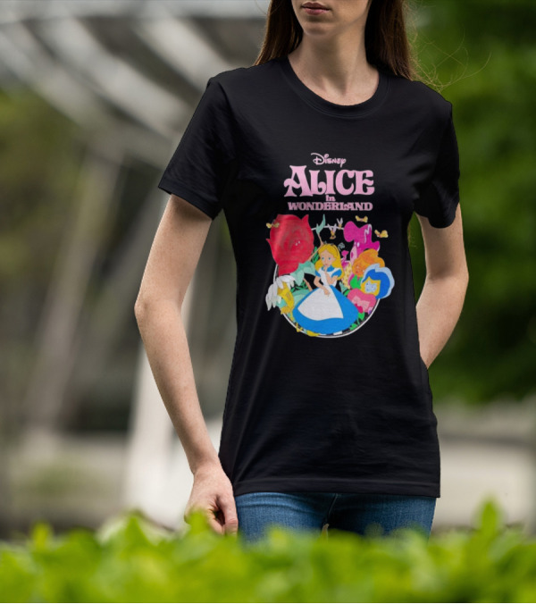 Disney Alice In Wonderland Flowers And Characters Classic T-Shirt