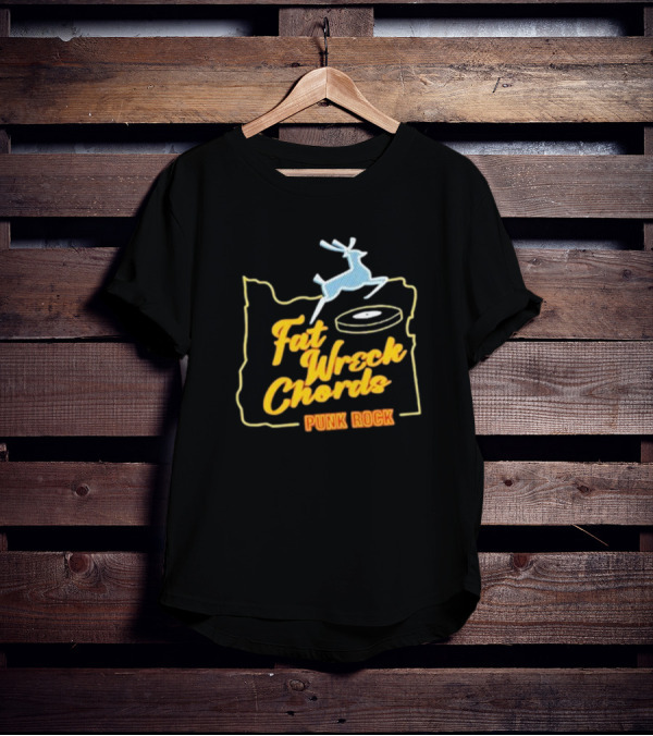 Fat Wreck Chords Punk Rock Record Retro Style Deer Outline T-Shirt