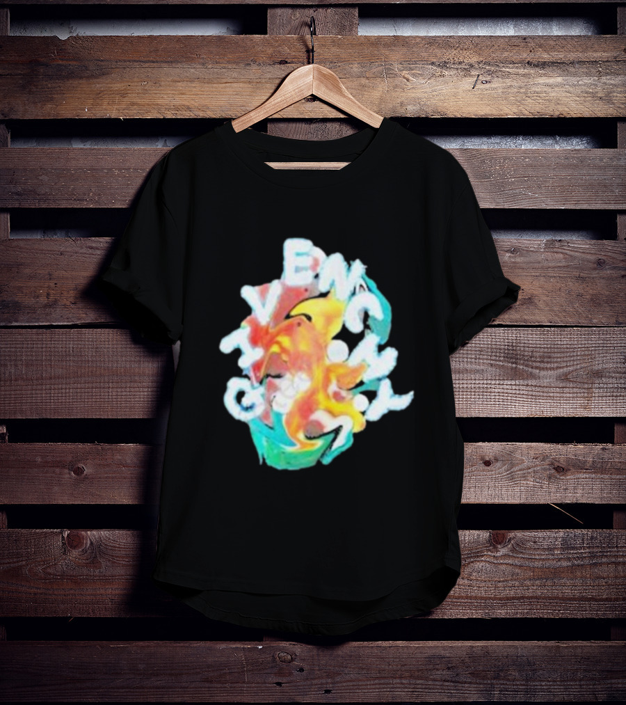Louis Tomlinson Givenchy Psychedelic Oversized Top Colorful Swirl Text T-Shirt