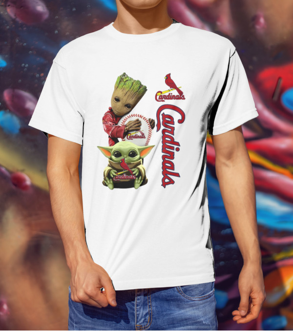 Baby Groot And Baby Yoda Hugging St. Louis Cardinals Baseball T-Shirt