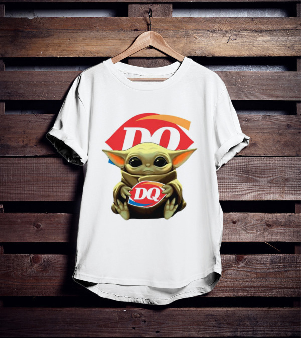 Baby Yoda With DQ Logo Hug T-Shirt
