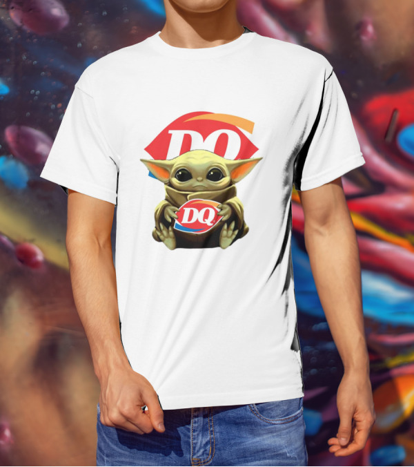 Baby Yoda With DQ Logo Hug T-Shirt