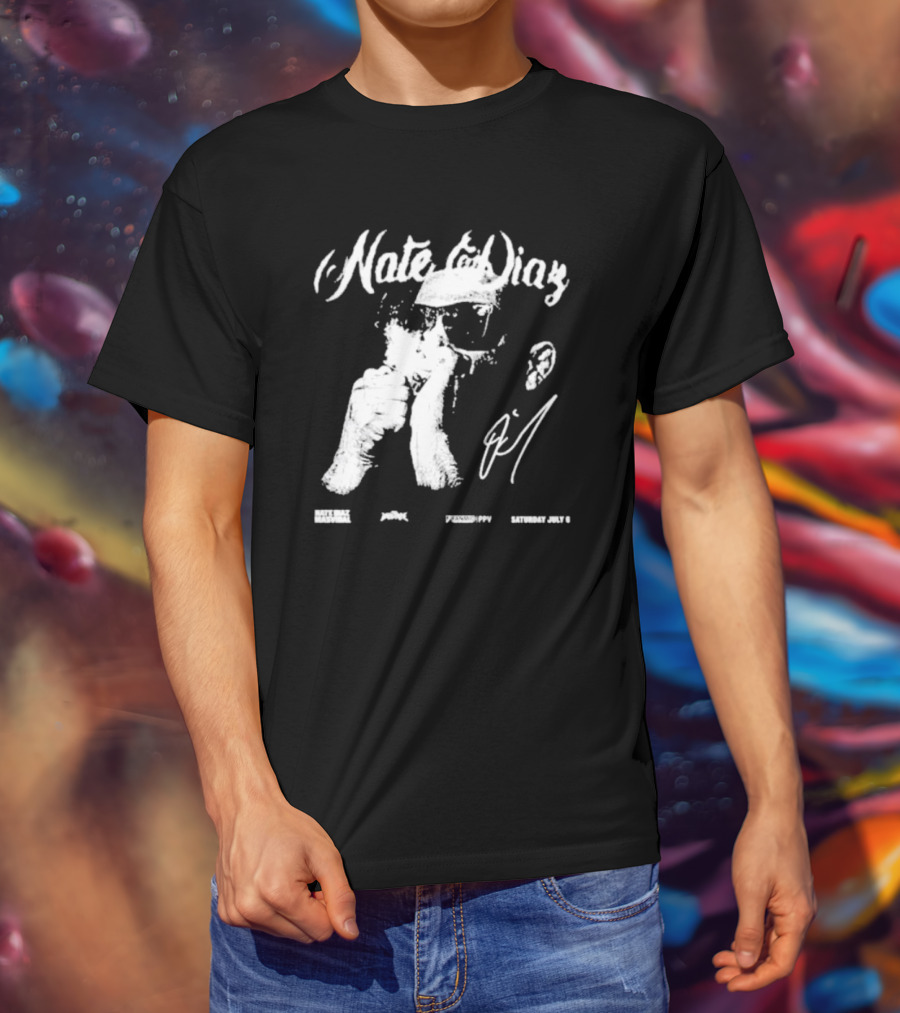 Nate Diaz Big Face Smoke Saturday July 6 Black Hat Mafia 육백팔십팔 Pshhoppy T-Shirt