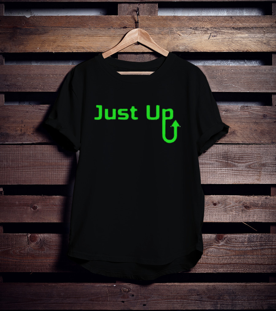 Aroflip Just Up Green Arrow Text T-Shirt