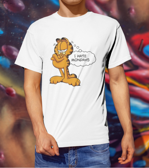Garfield Comic Character Stating I Hate Mondays With Crossed Arms T-Shirt