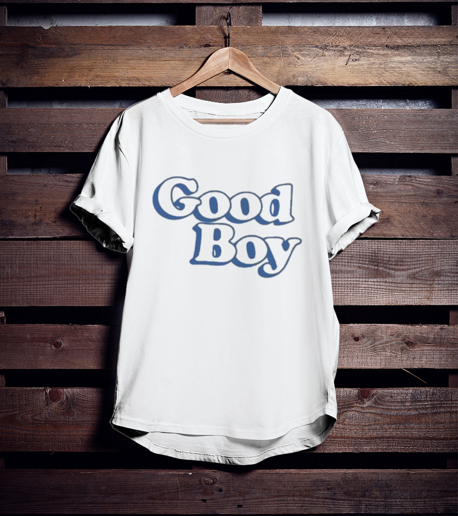 Good Boy Retro Bubble Font Dark Blue Text T-Shirt