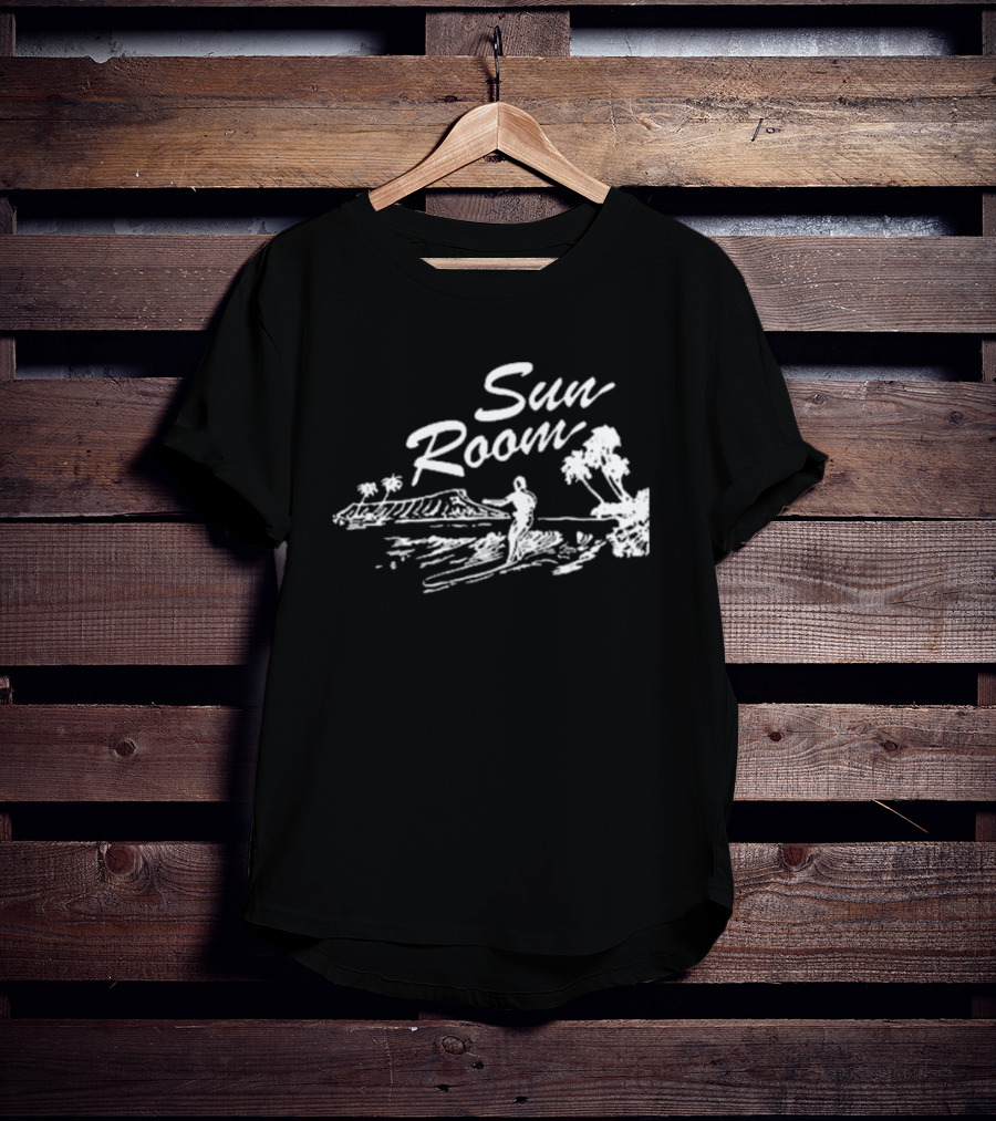 Sun Room Red Coastal Surfer Island Palms Scene T-Shirt