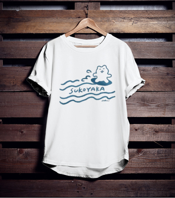 Sukoyaka Smiling Figure On Waves Regular Fit T-Shirt