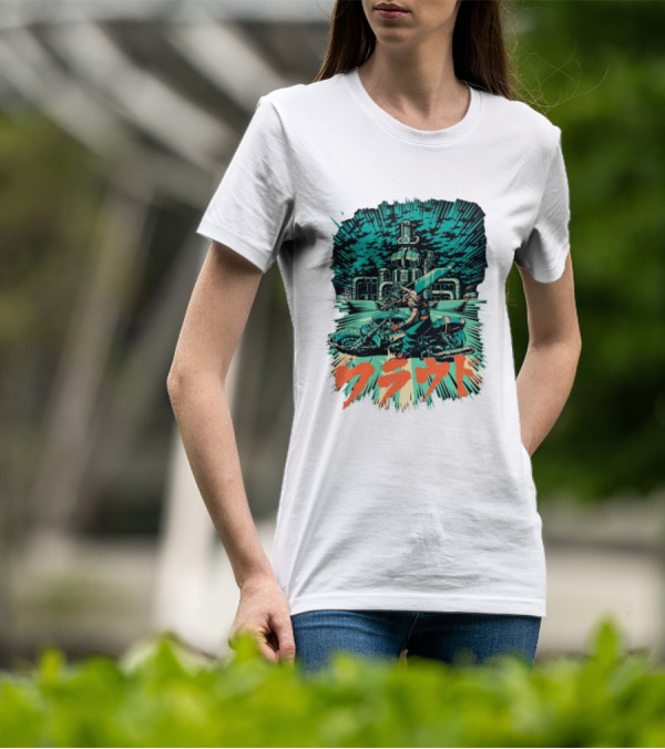 Cloud Motorcycle Slide PixelEyeBat Midgar Scene T-Shirt