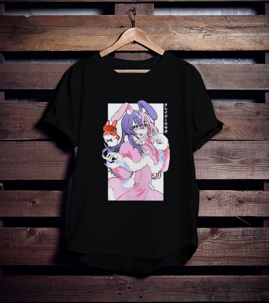 Punkalopi Gamer Supps クレイジーウサギ Bunny Anime Character T-Shirt