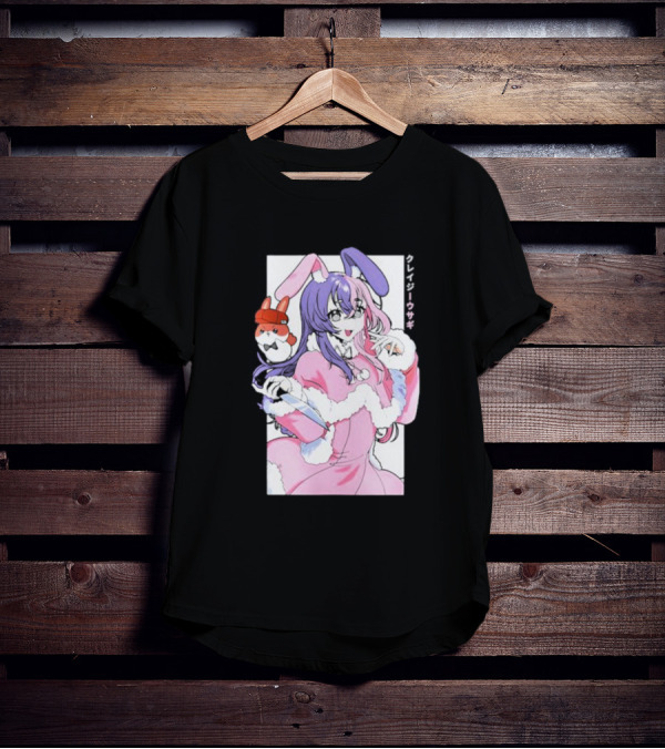 Punkalopi Gamer Supps クレイジーウサギ Bunny Anime Character T-Shirt
